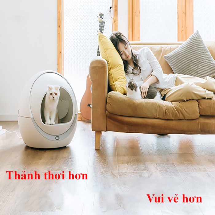 Nhà vệ sinh tự động cho mèo Petree có WIFI tặng kèm thảm lót chống dính cát cho mèo và túi đựng chất thải và hộp khử mùi