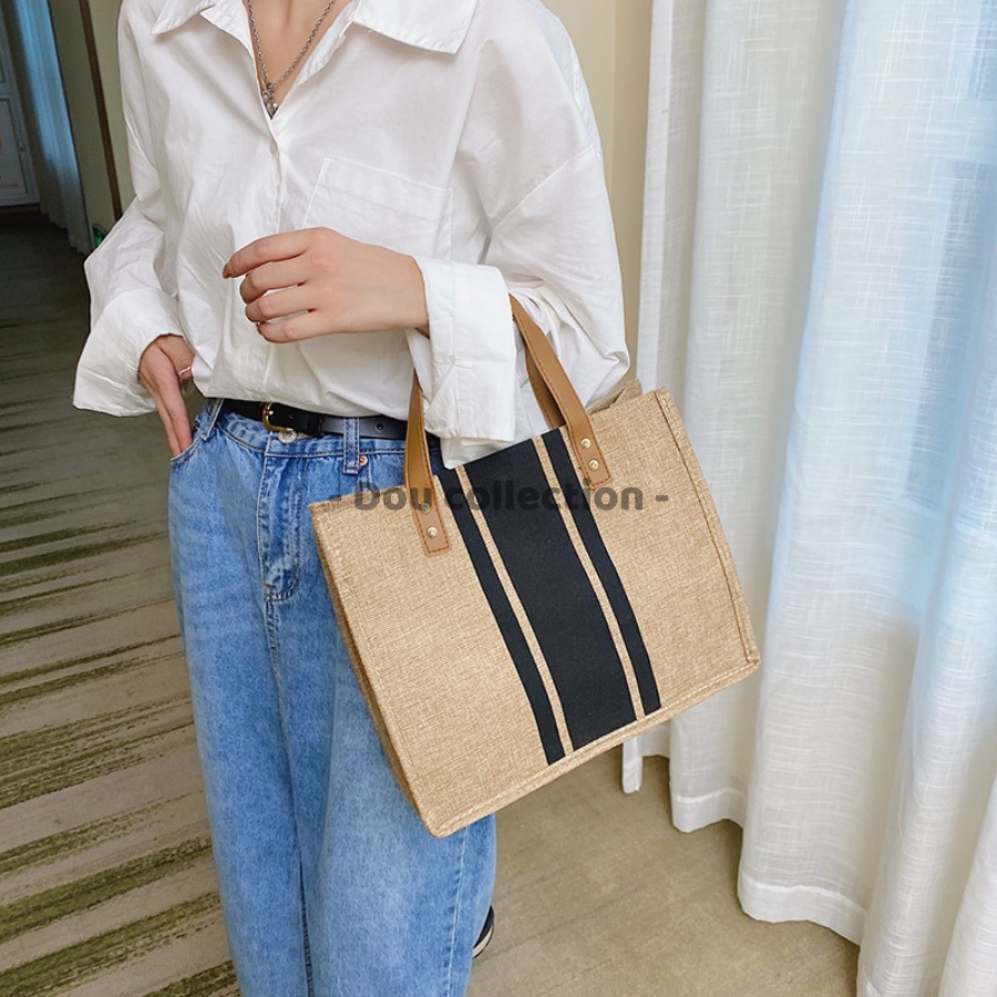 [Nowship2h] Túi Xách Nữ (Túi Tote) Kẻ Sọc Đeo Vai Form Lớn Đi Học &amp; Công Sở Phong Cách Thời Trang Hàn Quốc  - Mã XT060