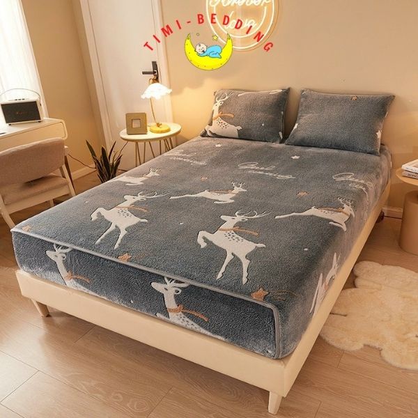 Ga nhung trải giường - Ga giường nỉ nhung thương hiệu họa tiết cao cấp dày dặn, ấm áp - Timibedding