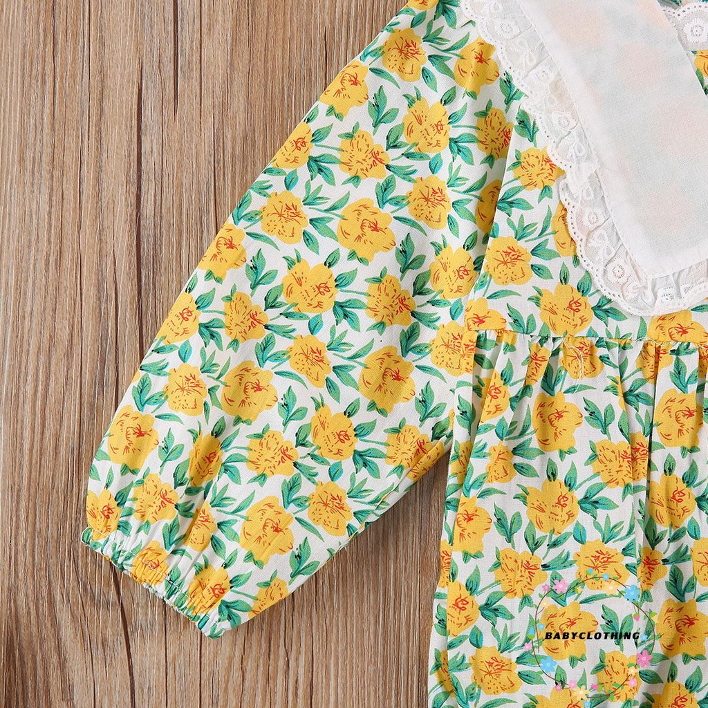 Set Áo Liền Quần Và Nón Họa Tiết In Hoa Đáng Yêu Cho Bé