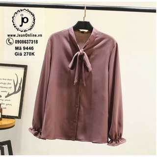 Bigsize Nữ - Áo Sơ Mi Cột Nơ Cổ (MS: 9446)