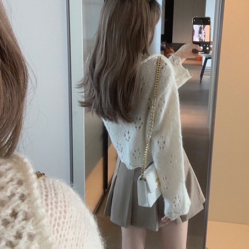 Áo Len Tay Dài Cổ Búp Bê Phong Cách Hàn Quốc Ngọt Ngào Cho Nữ