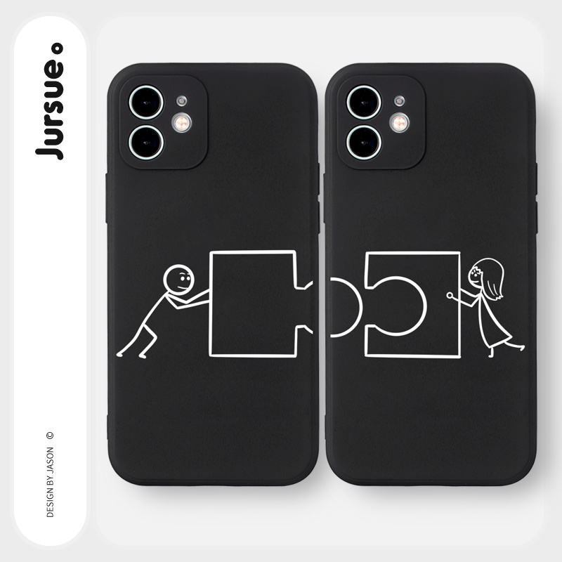 Ốp lưng JURSUE mềm hình cặp đôi dễ thương đẹp cho iPhone 13 12 11 Pro Max SE 2020 X XR XS 8 7 ip 6S 6 Plus kute Y1835