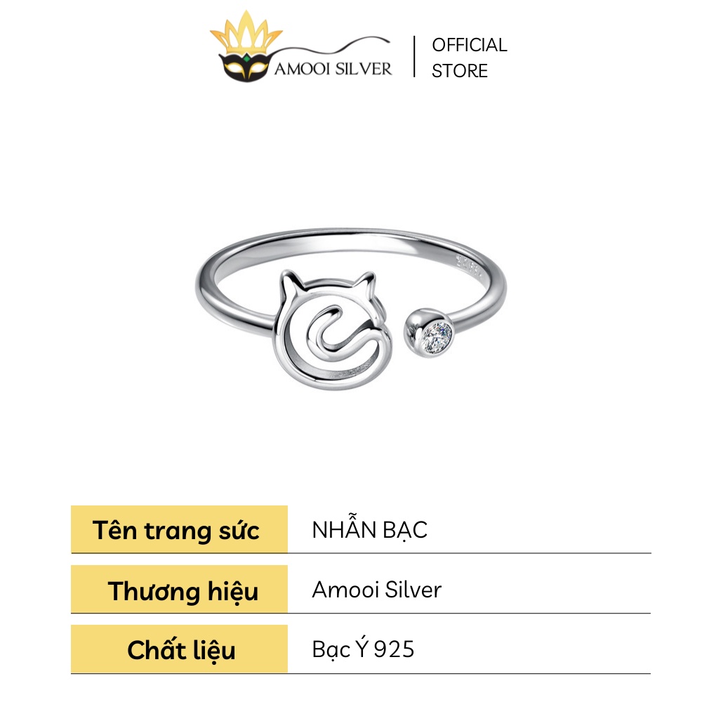 Nhẫn bạc S925 mèo cuộn tròn - Amooi Silver AN101