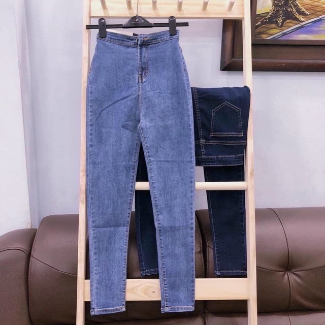 Quần jean nữ ôm lưng cao dáng đẹp màu đen xanh chất vải xịn cao cấp xuất Hàn Quốc Q622