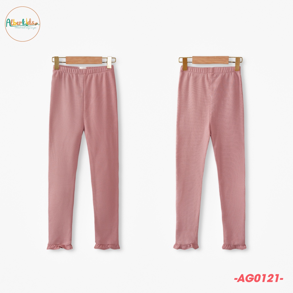 Quần legging bé gái ALBERKIDS phối chân bèo lót lông siêu ấm cho trẻ em 5,6,7,8,9,10,11,12 tuổi [AG0121]