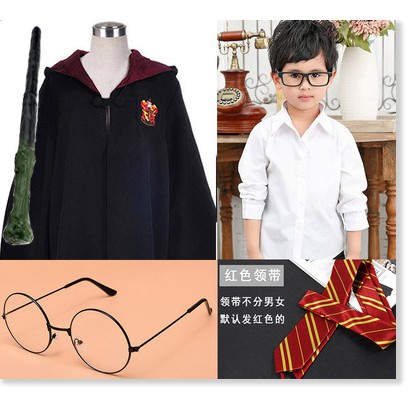 áo choàng  Harry Potter gồm cavat + đũa +kính