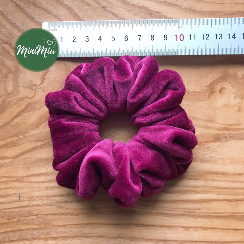 Dây cột tóc nữ Scrunchies trơn SIZE MEDIUM vải nhung mềm mịn / đồ buộc tóc nhung bản 4CM độ nhún dày- Minimiu