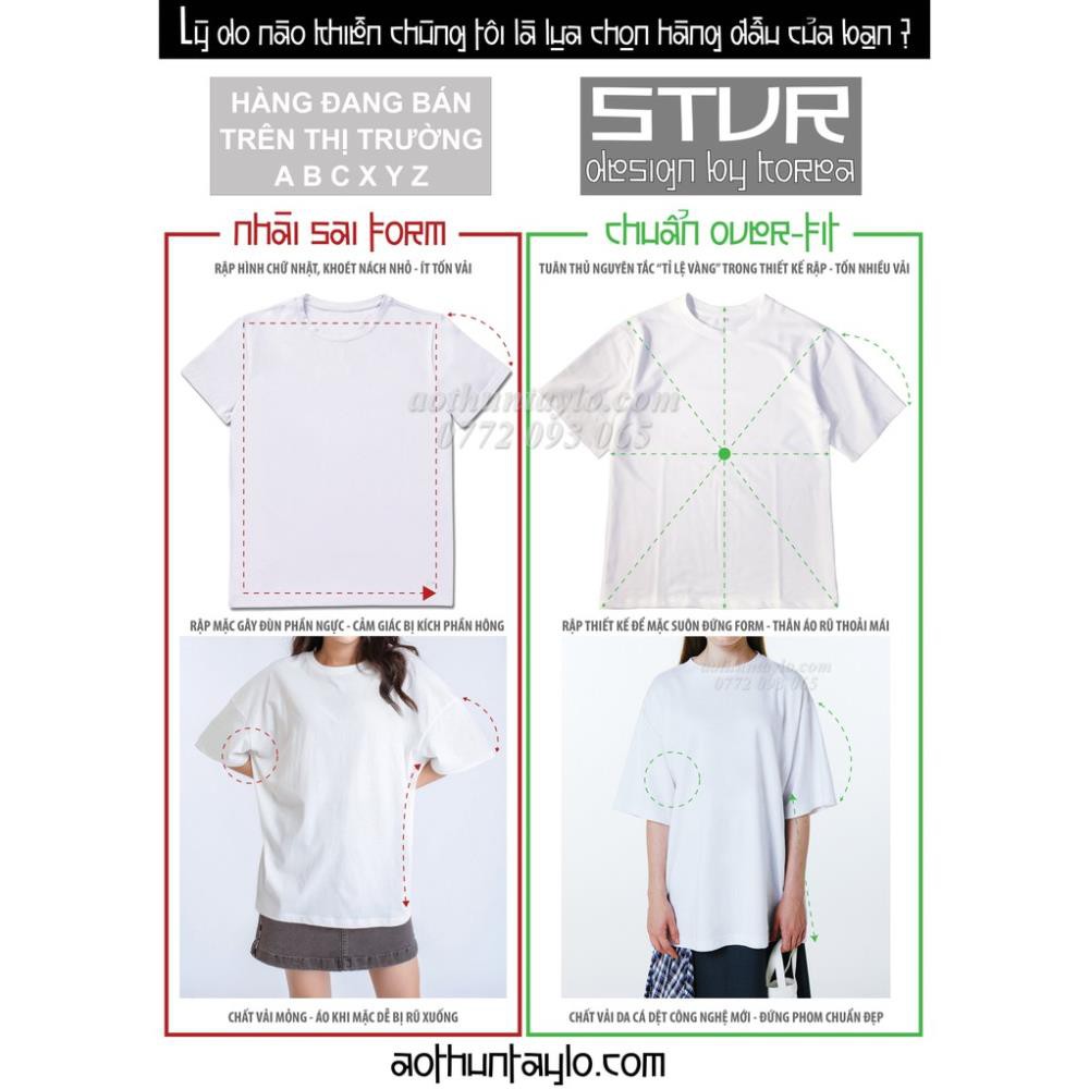 Chuyên Sỉ Áo Thun Tay Lỡ Màu Trơn Nam Nữ x Vải Cotton Pha (Made in Việt Nam) | Unisex Oversized-fit Tshirt STVR VN  ༷