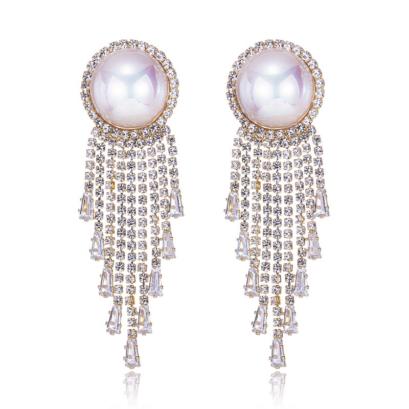 Hoa Tai Dáng Dài Đính Ngọc Trai Nhân Tạo Hình Giọt Nước Thời Trang