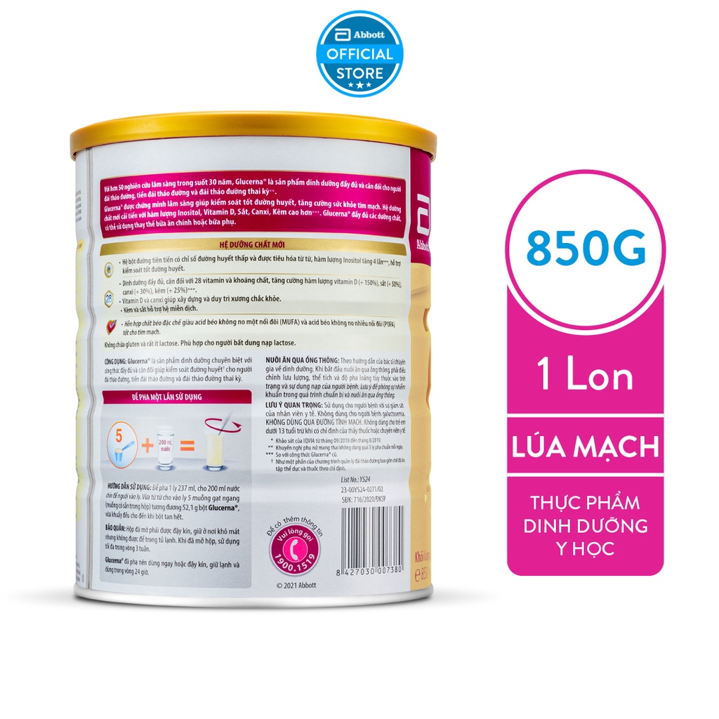 Glucerna Lúa mạch 850g