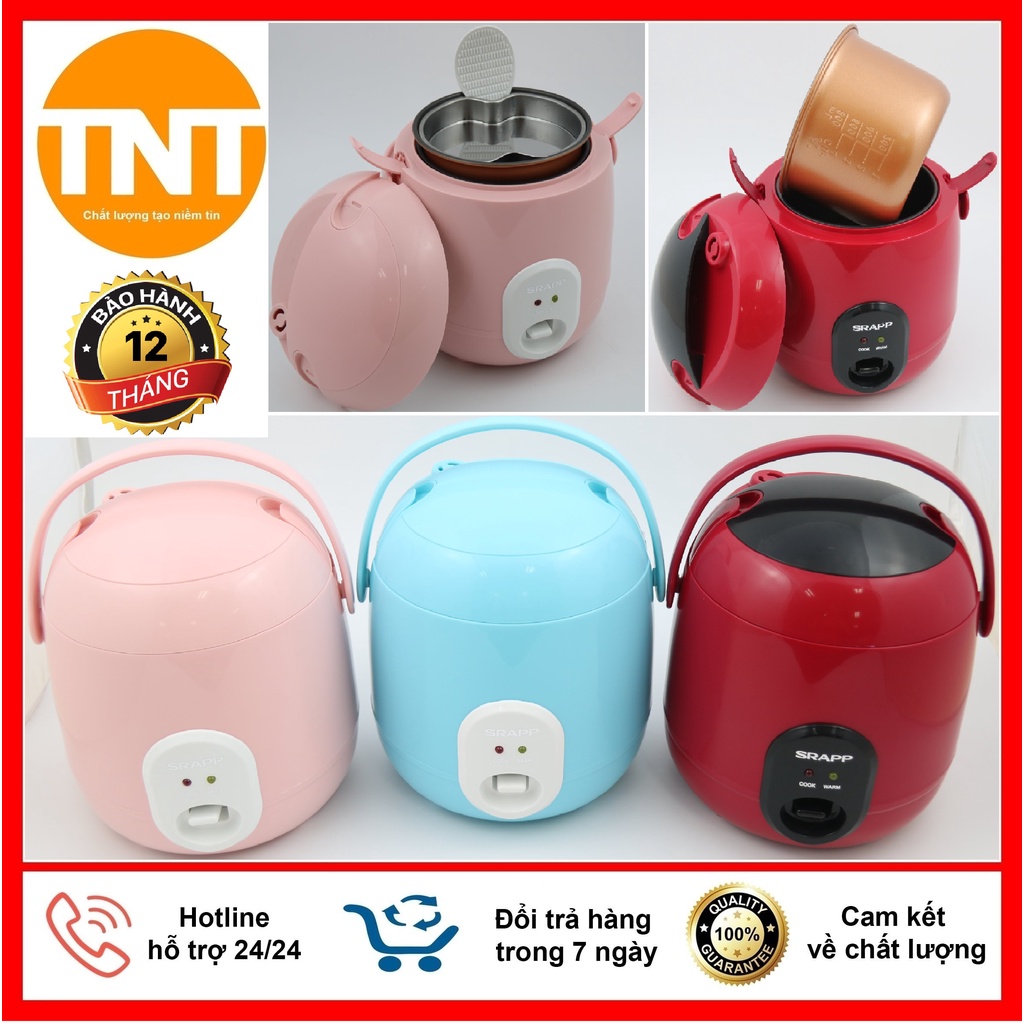 Nồi Cơm Điện Mini SRAPP 0.8 Lít Tặng Kèm Khay Hấp, Bảo Hành 12 Tháng, Dễ Thương, Tiện Dụng