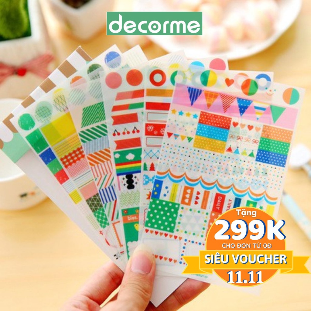 Set rainbow sticker nhiều hình dễ thương DecorMe