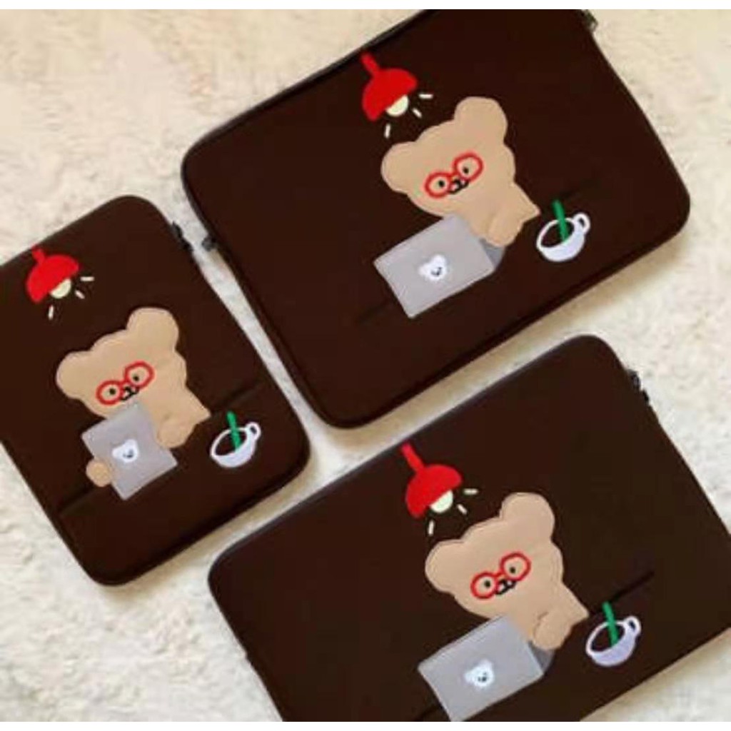 Túi Đựng Laptop 11/13/15 inch In Hình Gấu Đáng Yêu Phong Cách Hàn Quốc
