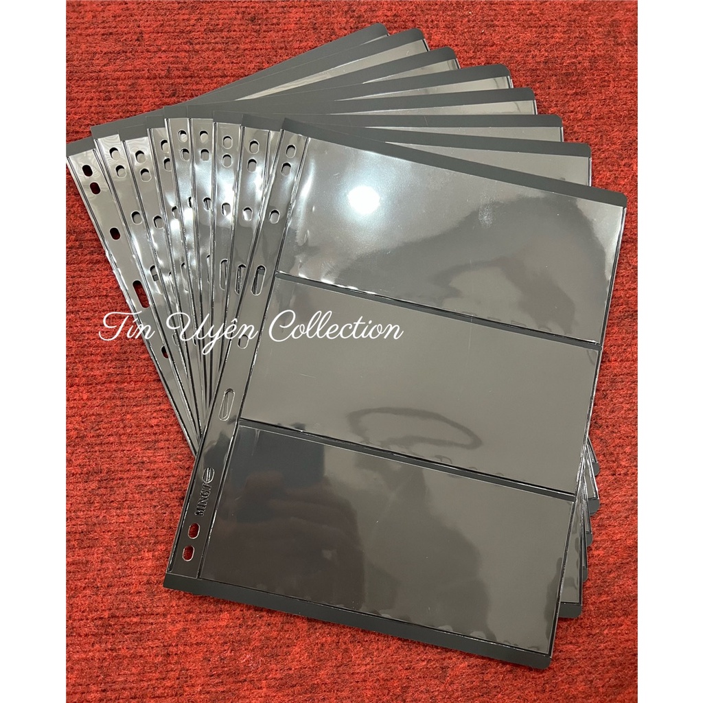 Combo 10 Phơi Tem 3 Ngăn Đen Đựng Tem 2 Mặt chính hãng Mingt - PCCB