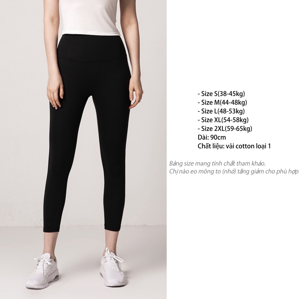 Quần legging nữ dài cạp cao nâng mông cuộn tím vải cotton co giãn Q036