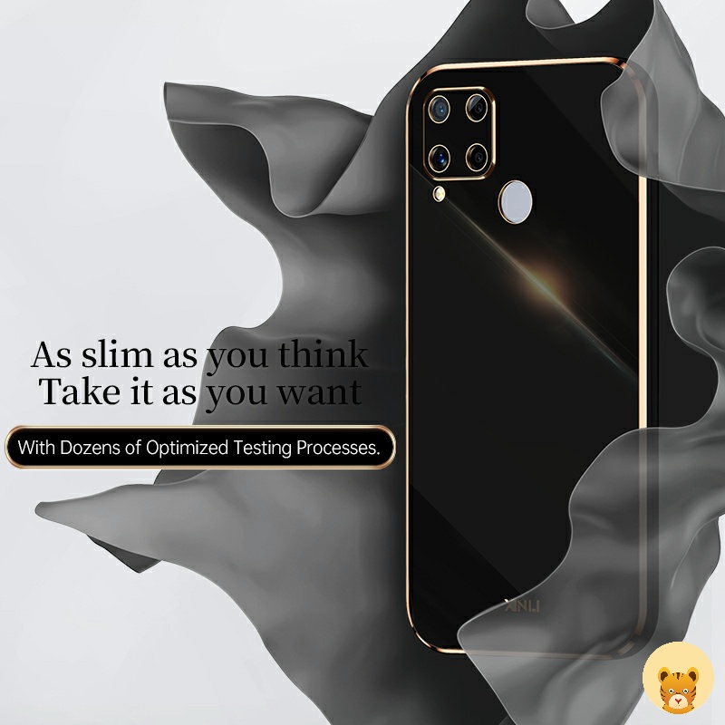 Ốp Điện Thoại Mềm Mạ Viền Sang Trọng Cho Realme C15 C12 C25