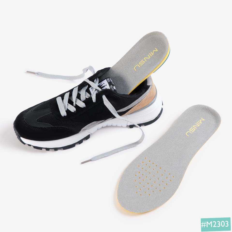 Lót Giày Thể Thao Sneaker Gel Chống Thốn Gót MINSU M2303 Cao Su EVA Êm Ái, Thấm Hút, Khửi Mùi Hôi Chân cho Nam Nữ