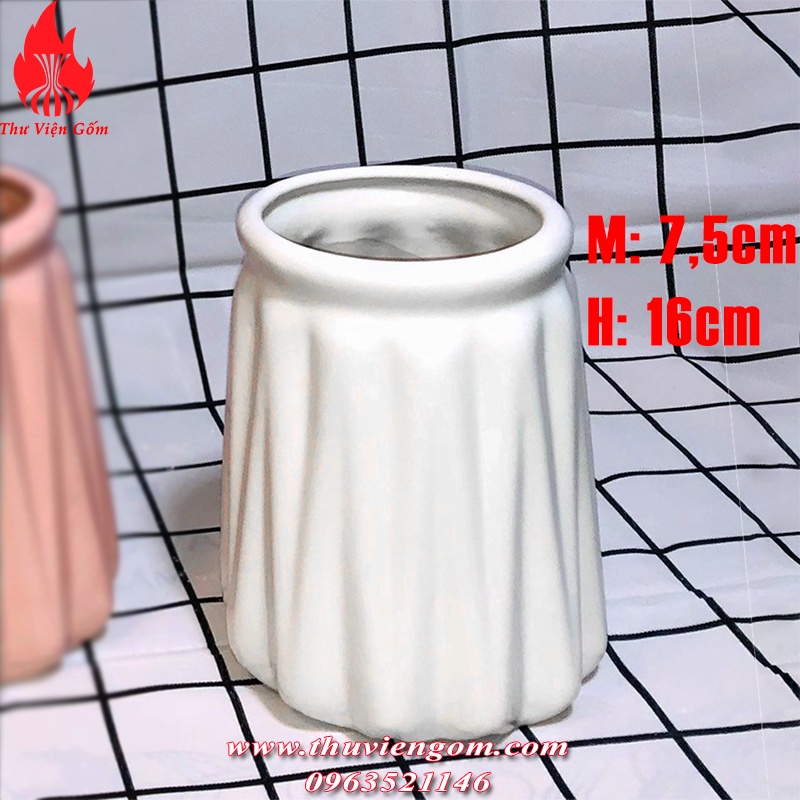 Lọ hoa gốm sứ Lọ hoa trang trí Decor men trắng Pastel Bát Tràng