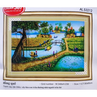 Tranh thêu chữ thập Phong cảnh nông thôn AL53212