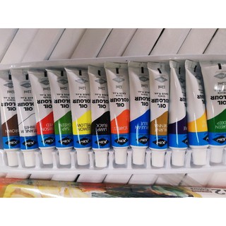Màu vẽ sơn dầu 12ml 12 tuýp (vỏ hộp màu đỏ)