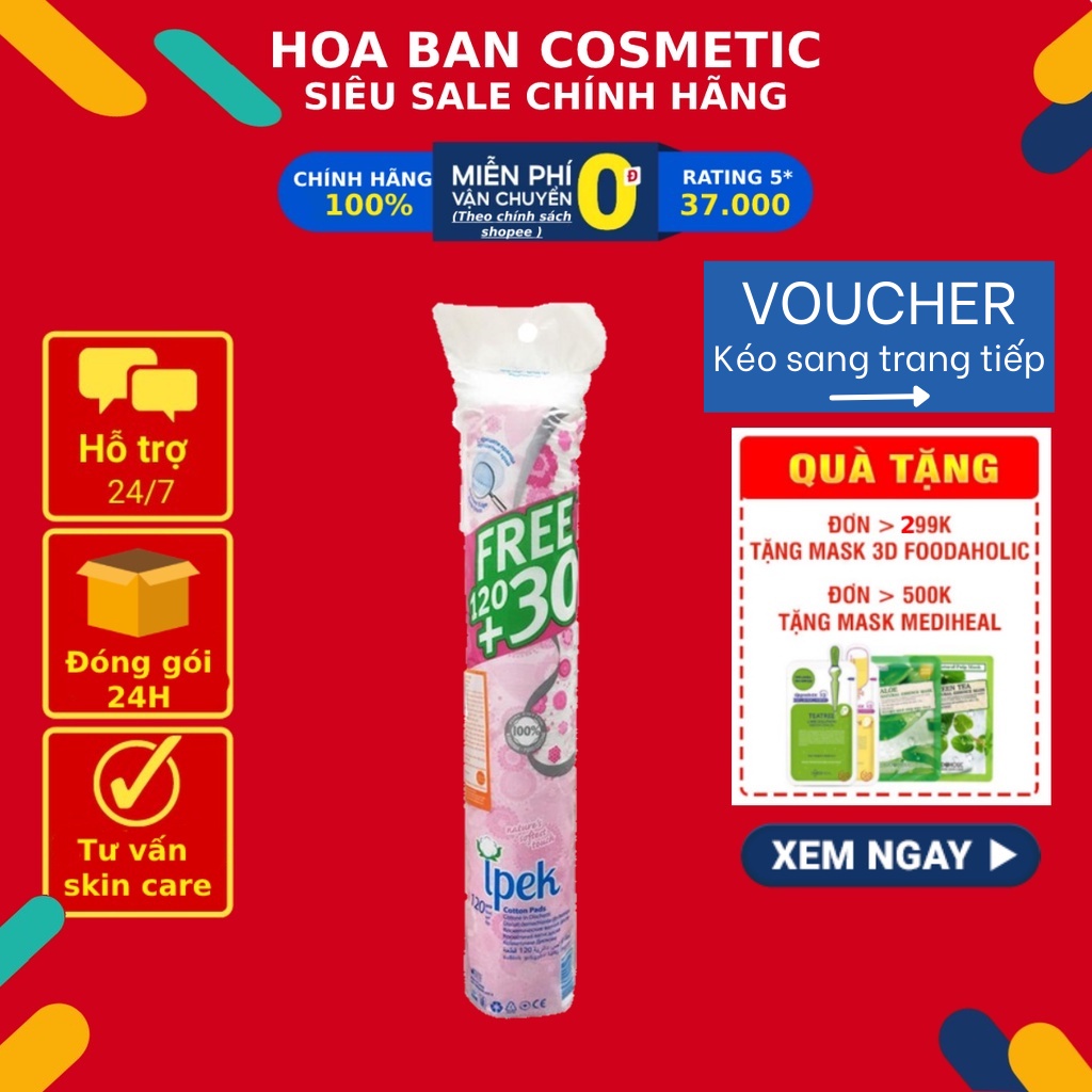 [Mẫu Mới] Bông Tẩy Trang Ipek Thổ Nhĩ Kì 150 Miếng / gói Ipek Cotton Pads - Hoa Ban Cosmetic