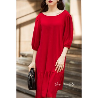 Đầm Maxi Tay Lửng The Maple Freesize Đỏ