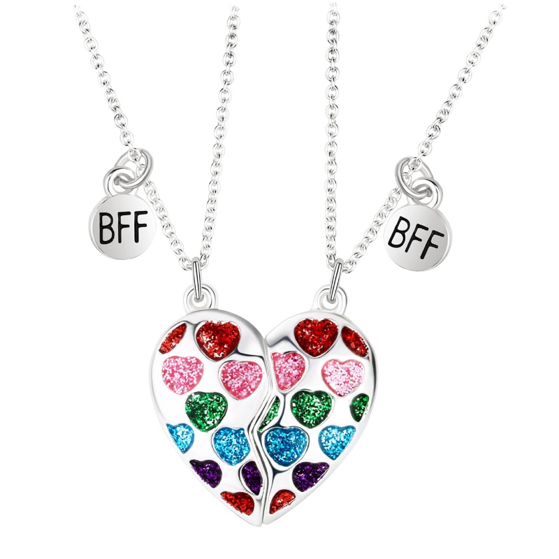 1 Cặp Vòng cổ Tình Bạn Mặt Hình Trái Tim Có Nam Châm Thích Hợp Làm Quà Valentine