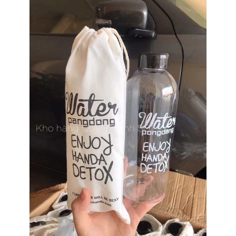 Bình uống nước Detox loại 1 lít có túi vải