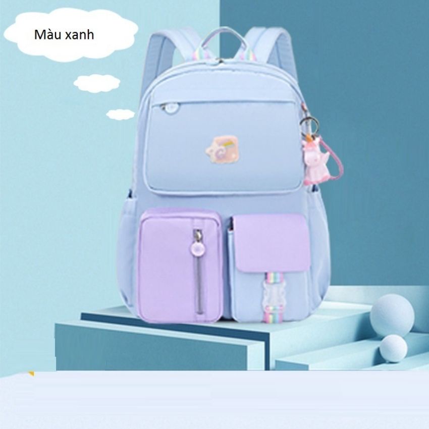 Cặp balo học sinh nữ đi học cấp 1, cấp 2 size 43cm chất liệu vải dù chống thấm nước, chống xước cao cấp BLHS10