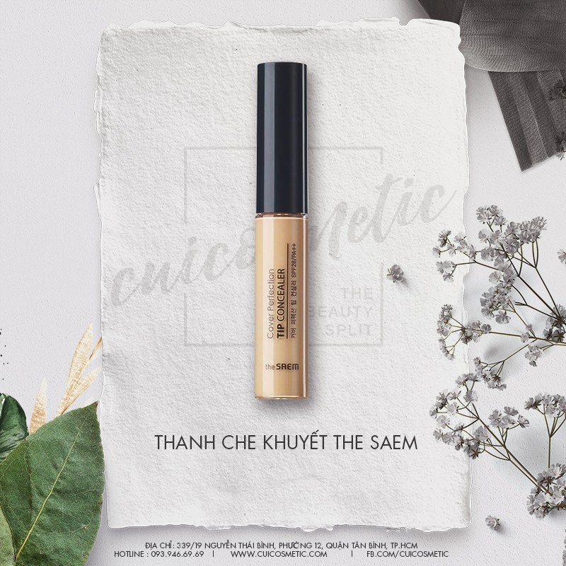 Kem Che Khuyết Điểm The Saem Cover Perfection Tip Concealer SPF28 PA++ 6.5g