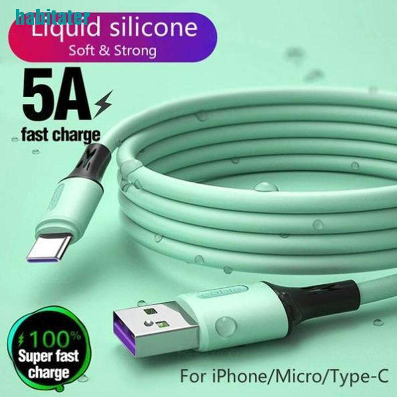 Dây Cáp Sạc Dữ Liệu USB 5A 1.2m / 1.8m Bằng Silicone