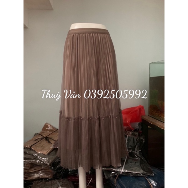 #8882 Chân váy xếp ly dáng dài lót bóng mặc 2 mặt