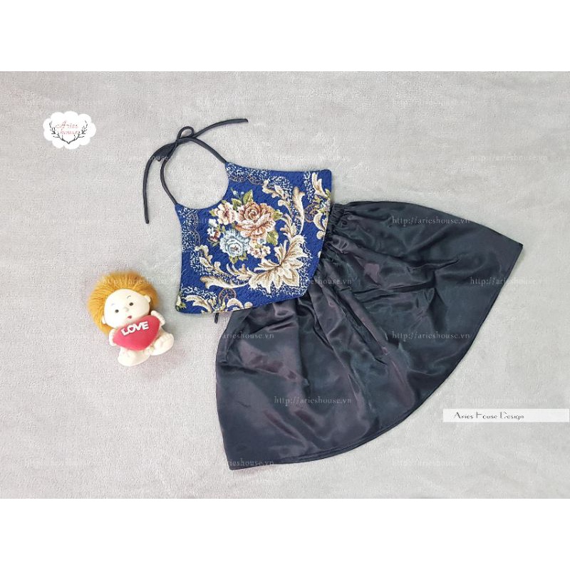 Yếm bố cao cấp Aries House trọn bộ có mấm đội đầu size cho bé 1 đến 8 tuổi