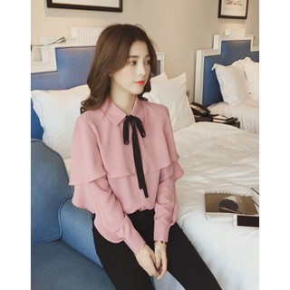 Áo Sơ Mi Form Rộng Thắt Nơ