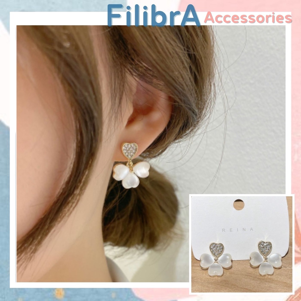 Bông tai hoa đá mắt mèo sang trọng, phụ kiện trang sức BT015 - Filibrastyle