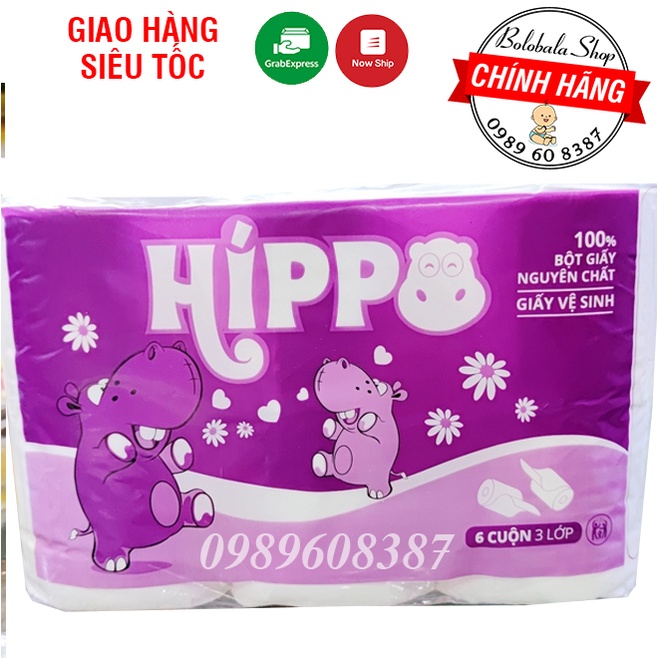 LỐC 6 CUỘN GIẤY VỆ SINH 3 LỚP KHÔNG LÕI HIPPO