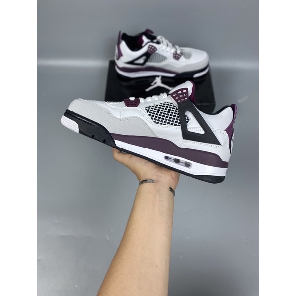 Giày Jordan 4 Paris Saint Germain Sneaker Nam - Giày JD4 Bóng Rổ PSG Màu Trắng Tím