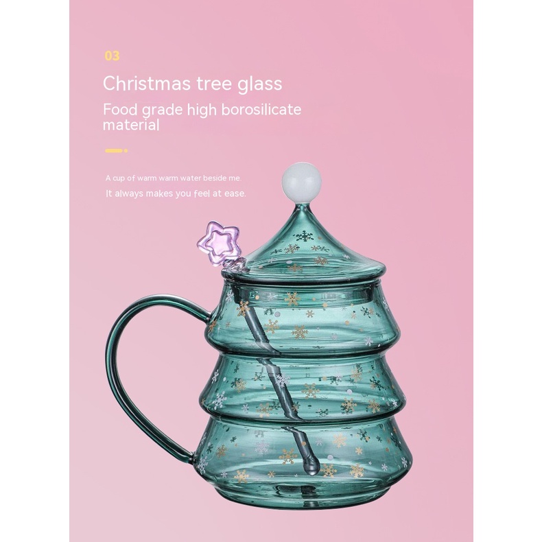 Cốc Thủy Tinh Hai Lớp Họa Tiết Hoạt Hình Dễ Thương Dùng Làm Quà Tặng Giáng Sinh