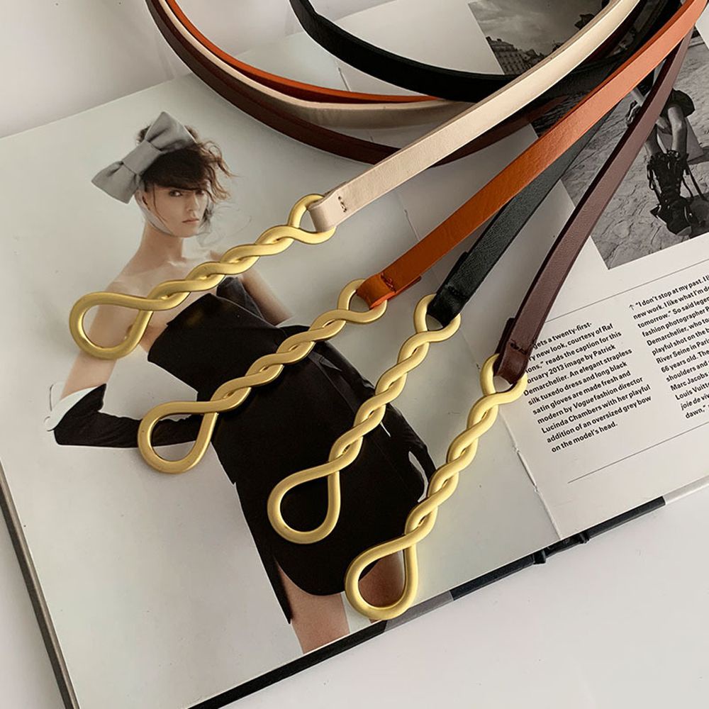 Thắt Lưng Da Pu Khóa Kim Loại Nhiều Màu Sắc Tùy Chọn Phong Cách Vintage Thanh Lịch Cho Nữ