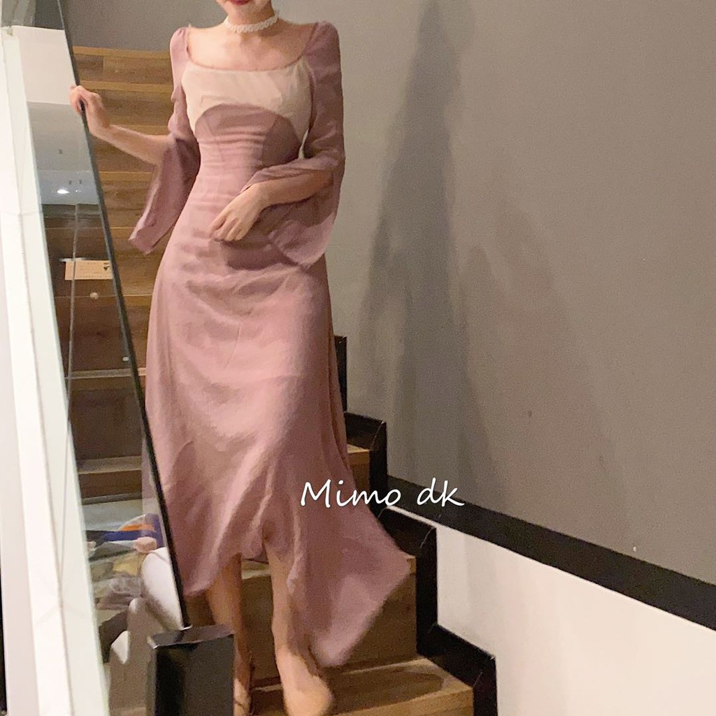 freeship-Đầm dự tiệc cổ vuông kiểu tay áo xẻ tà cho nữ(hàng order) | BigBuy360 - bigbuy360.vn