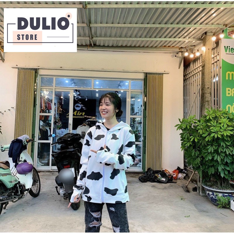 Áo chống nắng, áo khoác chống nắng nam nữ phối hình bò sữa chất vải umi co giãn thoải mái DULIO STORE