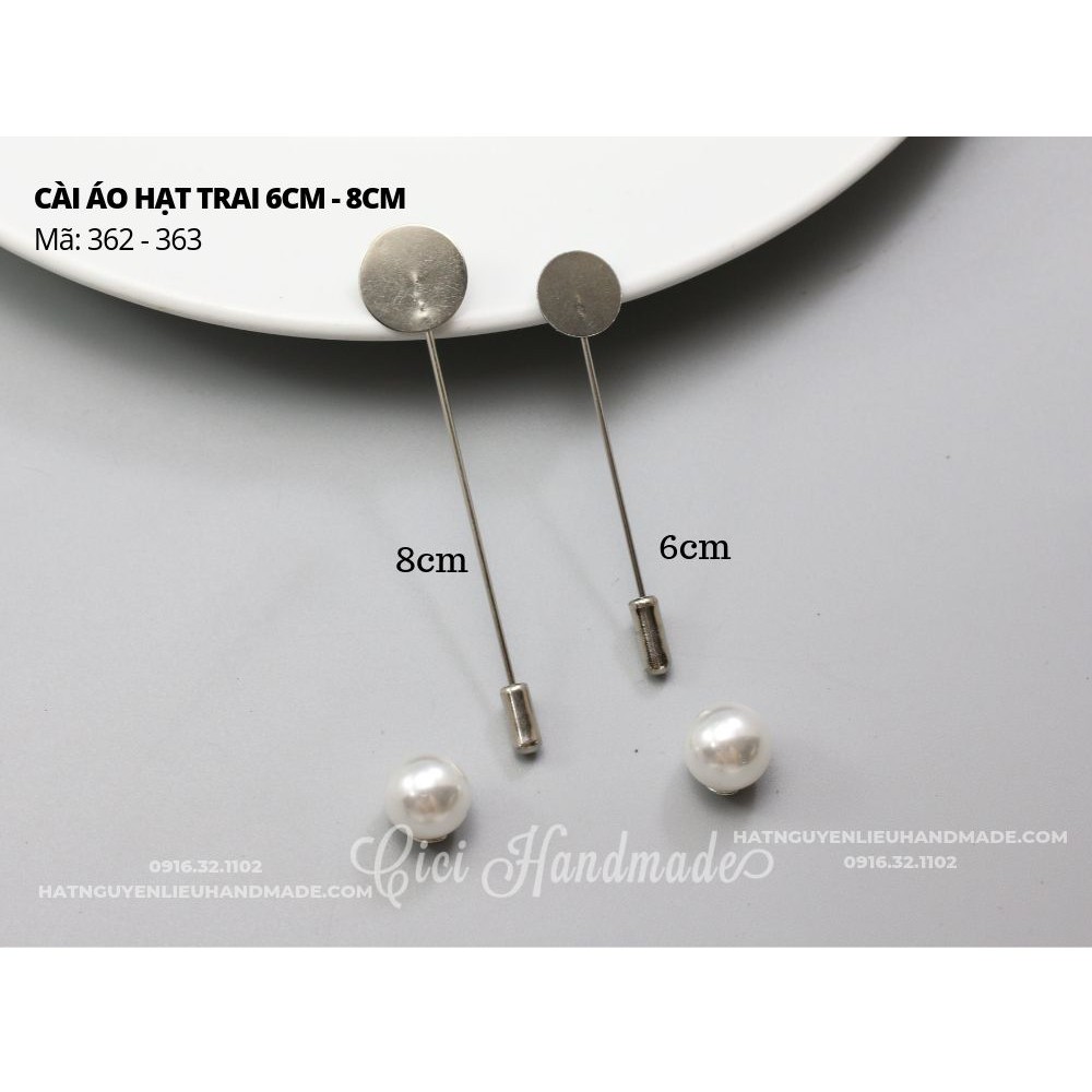 Trâm cài áo hạt trai màu vàng bạc Cici Handmade chuyên hạt đá hạt pha lê hạt cườm hạt trang sức tự làm DIY hoa cài áo