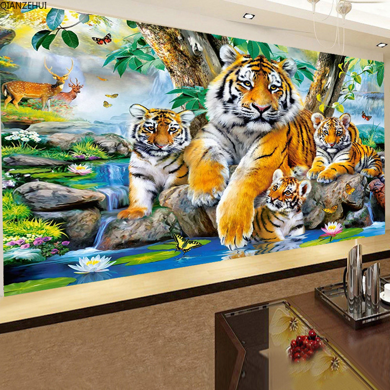 Bộ Tranh Đính Đá 5d Tự Làm Hình Hổ Độc Đáo