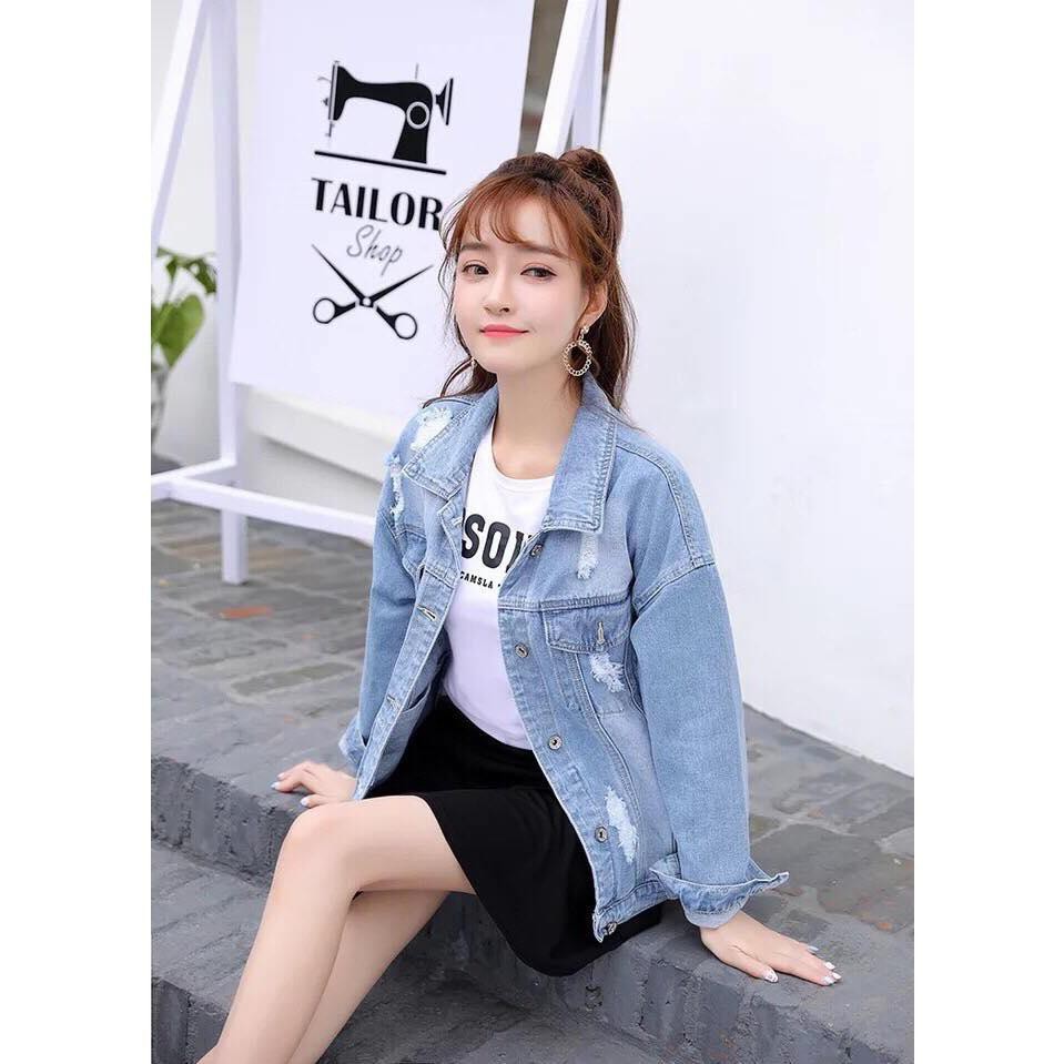[Giá Sinh Viên] ÁO KHOÁC JEAN NỮ FORM RỘNG MẪU MỚI THỜI TRANG LYLY SHOP VIP MS903