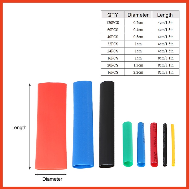 Bộ 328 Ống gen co nhiệt cách điện nhiều màu đủ size [Giá hủy diệt]