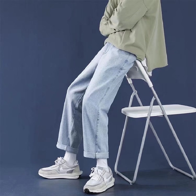 Quần jeans Lưng Thun Dáng Rộng Thoải Mái Phong Cách Thời Trang Nhật Bản Cho Nam Giới size S-3XL