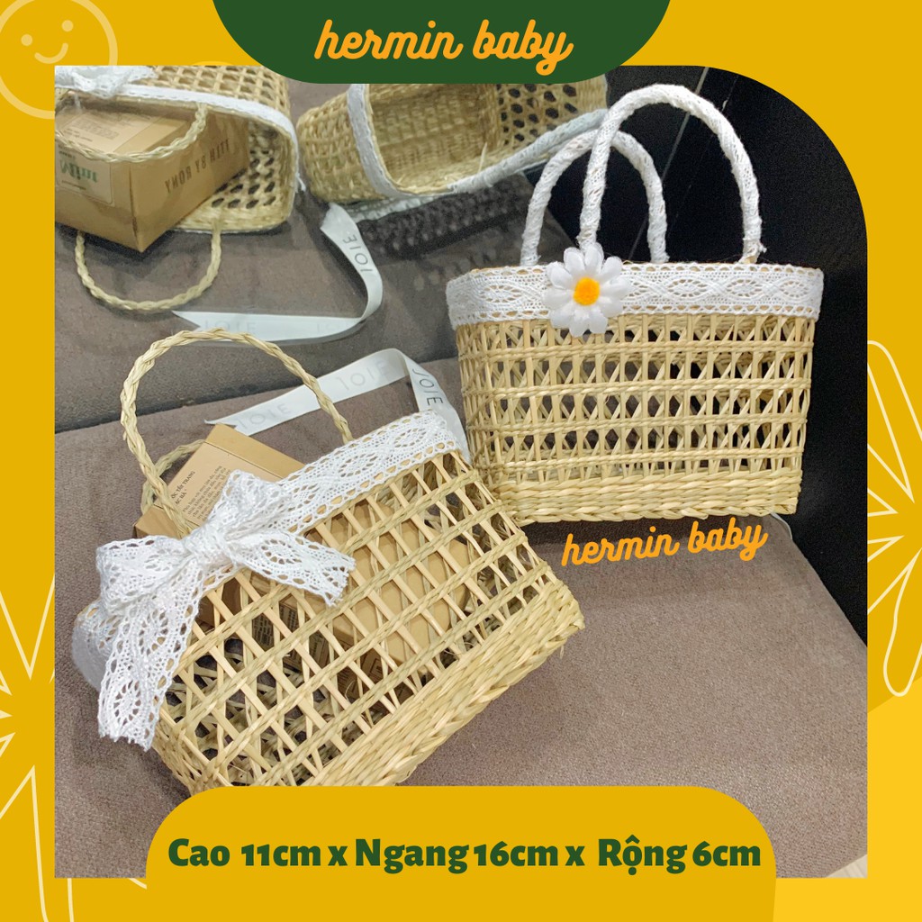 Túi cói cho bé đi biển, chụp ảnh handmade tỉ mỉ chất liệu cói tuyển chọn