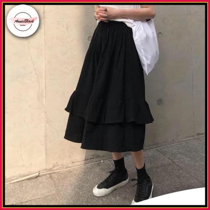 Chân Váy Midi Nữ 🦋 Chân Váy Vạt Bèo 2 Tầng 3 Màu 🦋 AB | BigBuy360 - bigbuy360.vn