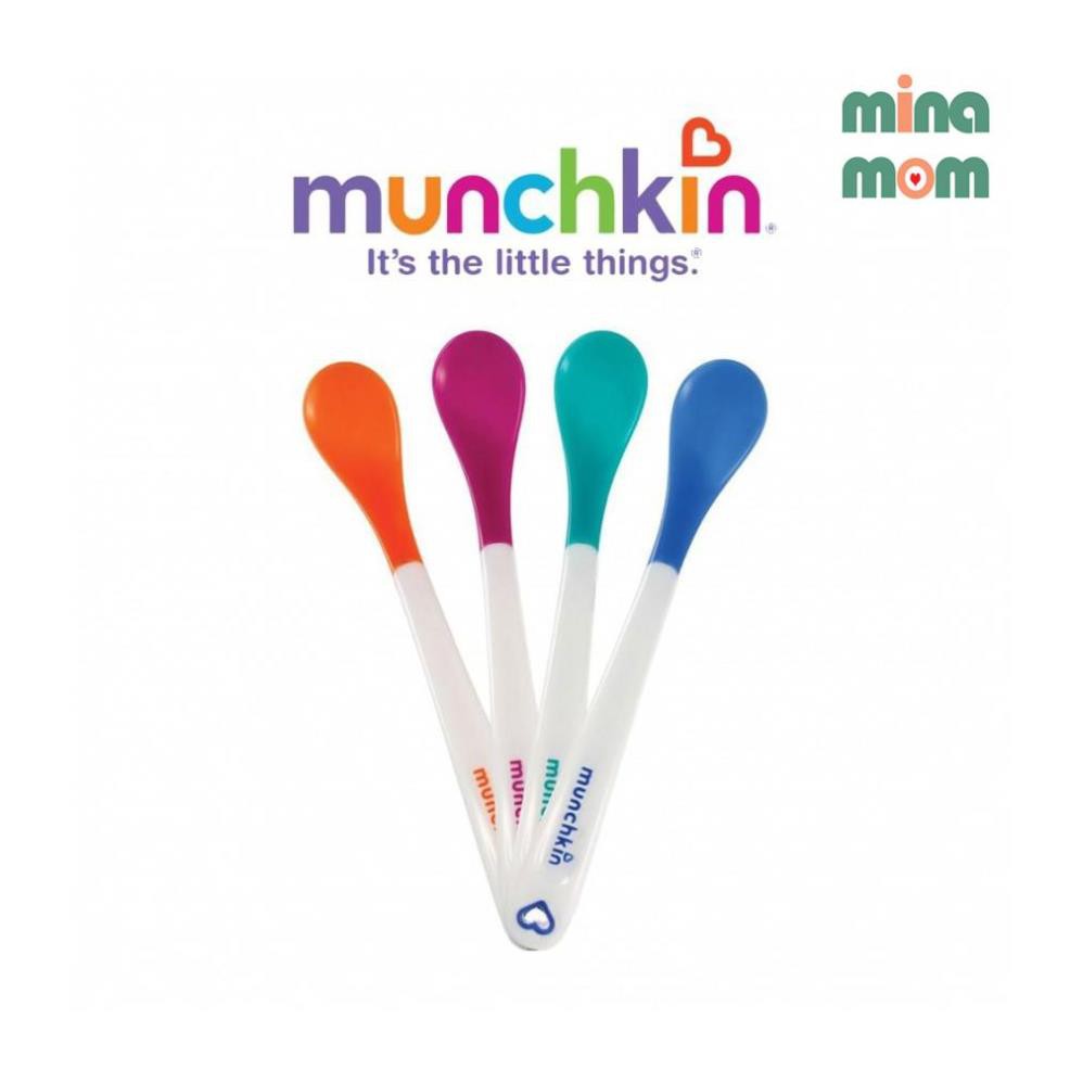 [XẢ HÀNG] [Hàng nhập khẩu] Thìa ăn dặm báo nóng Munchkin MB018 cảm ứng nhiệt mềm an toàn cho bé
